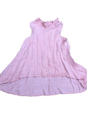 PLANET Flowy Blouse Top Shirt Women's 3 Pink Sleeveless 100% Linen Long